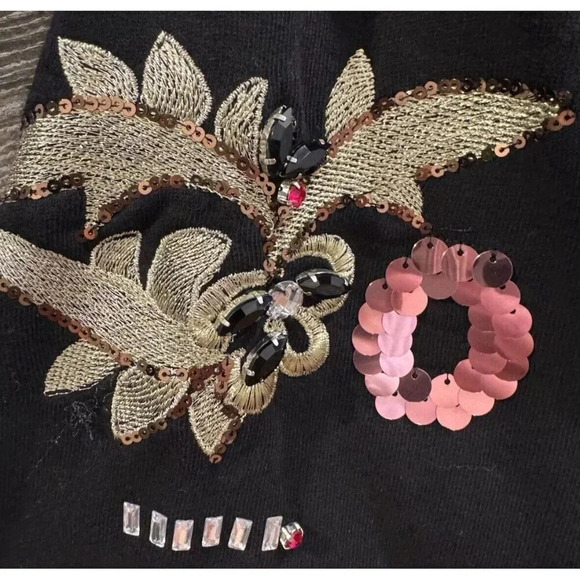 Zara Beaded Sequin Embroidered Embellished  t- Shirt Tunic mini dress floral USS - Picture 2 of 7